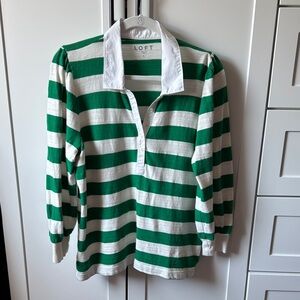 Green and White Striped Top by LOFT